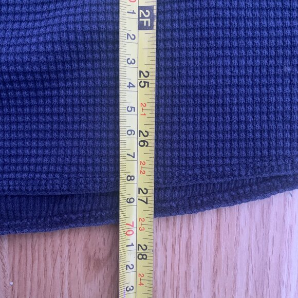 Eddie Bauer Thermal Henley Mens XL Blue Waffle Knit Three Button Placket Cotton - Picture 3 of 9